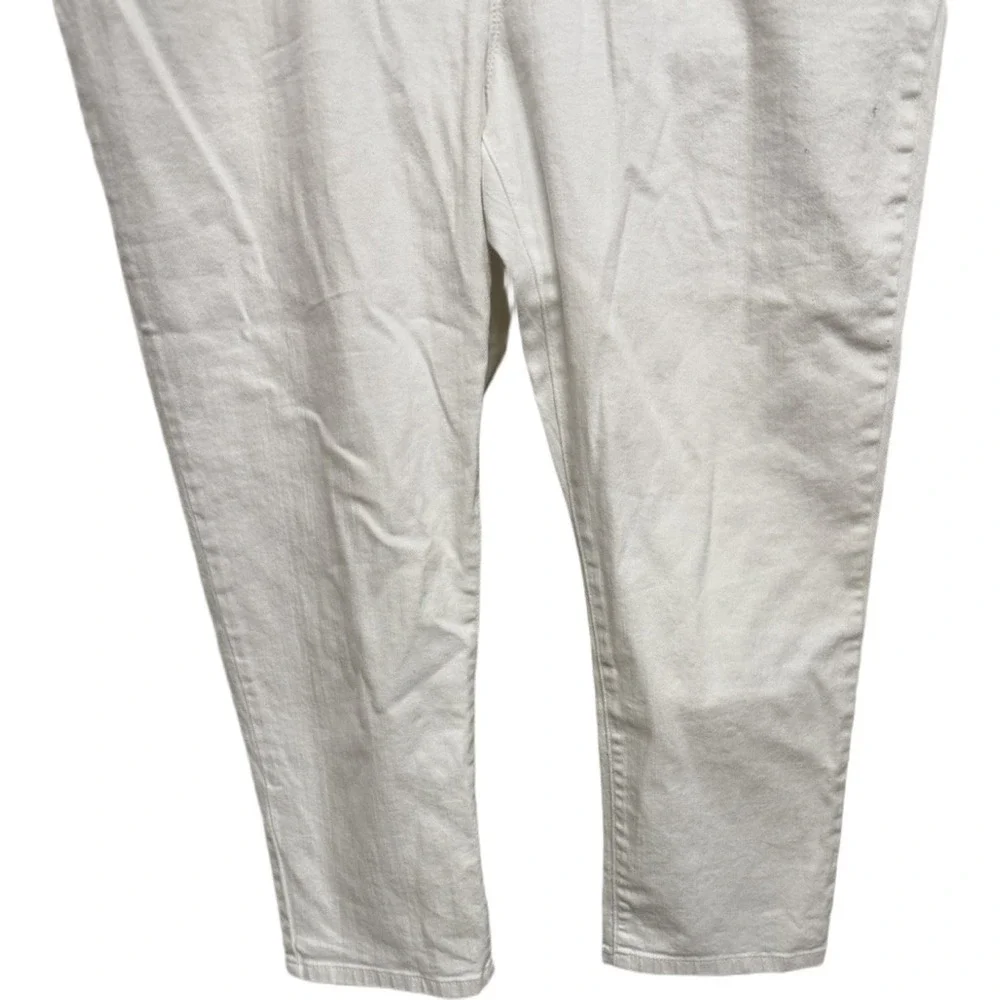 Michael Kors White Cropped Jeans Women's Size 14 NWT High Rise Denim Logo Button